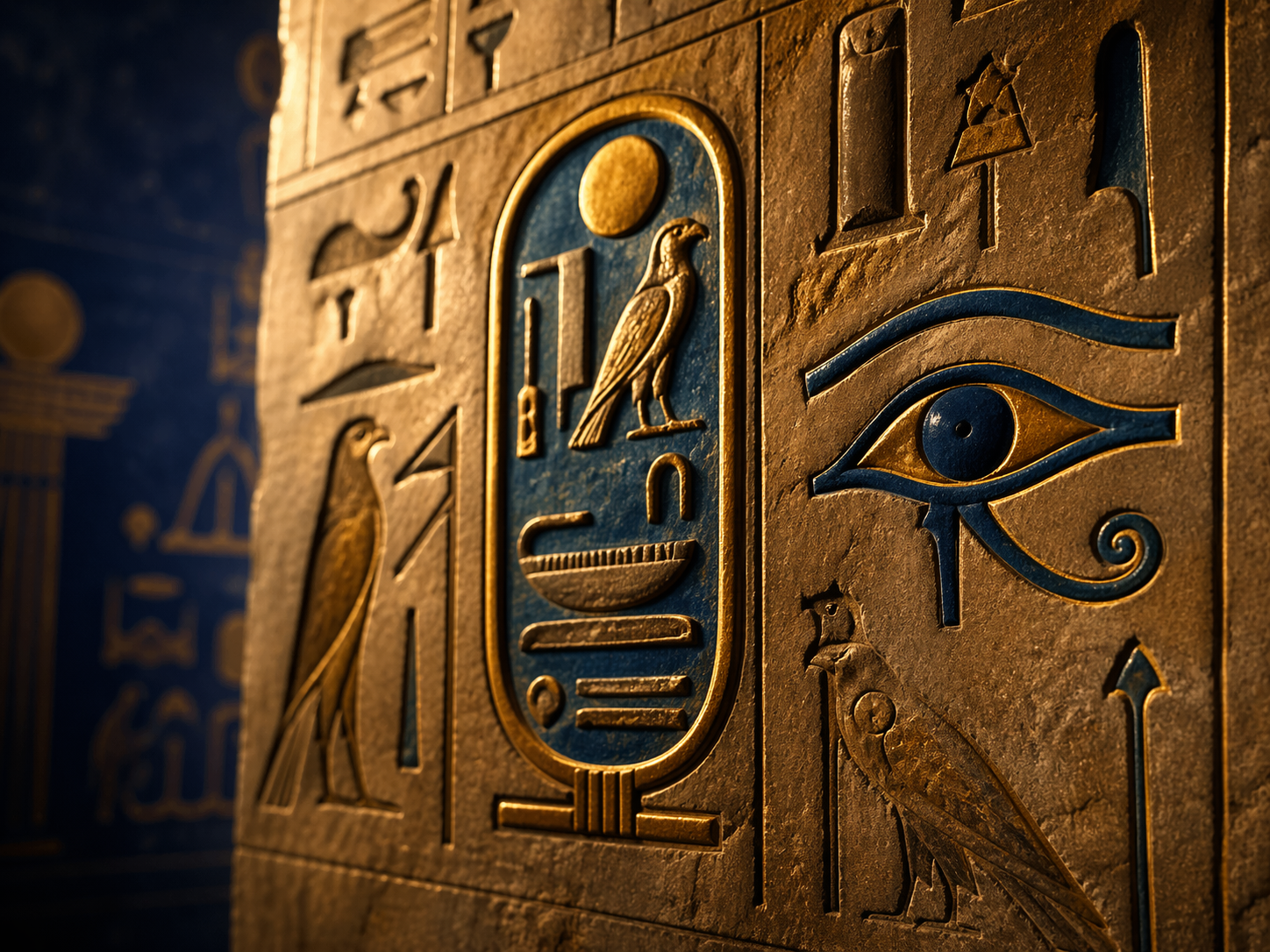 Hieroglyphen und ägyptische Symbole im Live-Vortrag über Ägypten